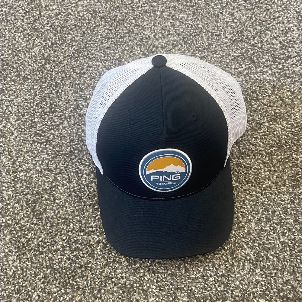 Ping Black and White Mesh Trucker Golf Cap